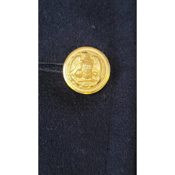 Vtg US Naval Academy Double-Breasted Wool Pea Coat Gold Buttons - Picture 5 of 10